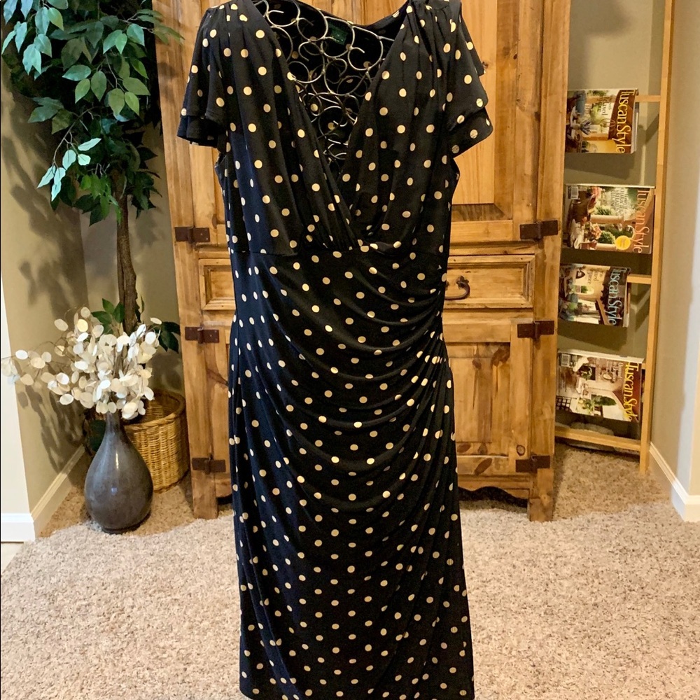 Lauren by Ralph Lauren, Polka Dot Jersey Dress